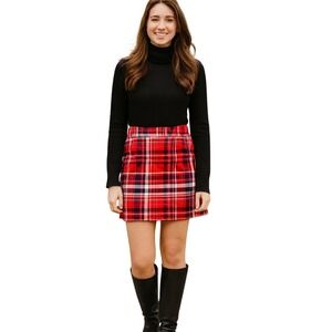Christopher & Banks Red Plaid Skort Size 12 Stretch Pull-On Golf Preppy Classic